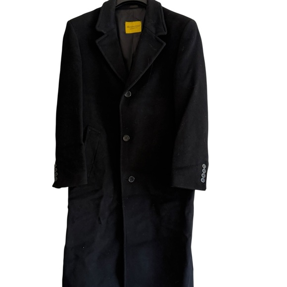 Men's Black Single-Breasted Pea Coat - Classic Tailored Style - Picture 4 of 5